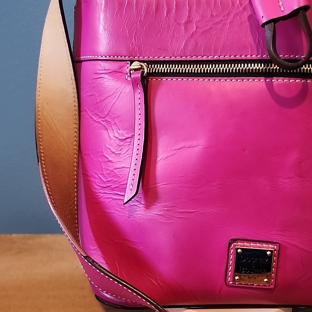 Dooney & Bourke Fuchsia Leather Shoulder Bag - Picture 12 of 17